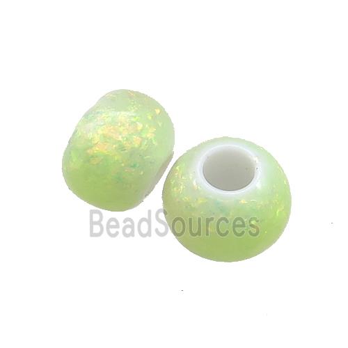 White Resin Rondelle Beads Pave Olive Fire Opal Large Hole Smooth