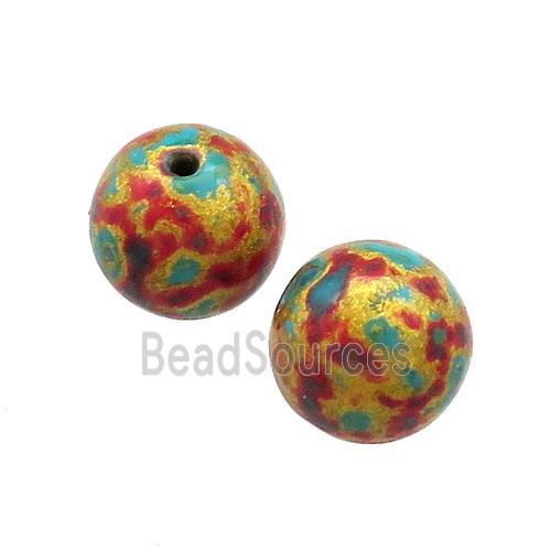 Wood Beads Rainbow Painted Smooth Round