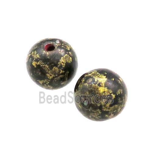 Wood Beads Black Yellow Painted Smooth Round