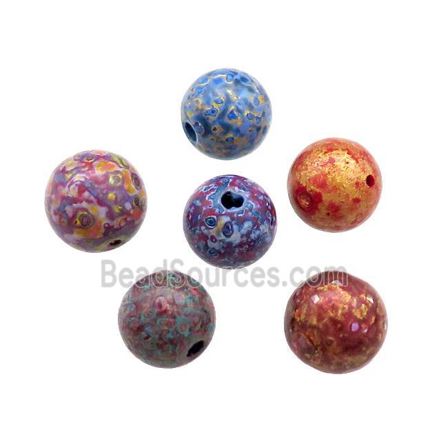 Wood Beads Painted Smooth Round Mixed Color