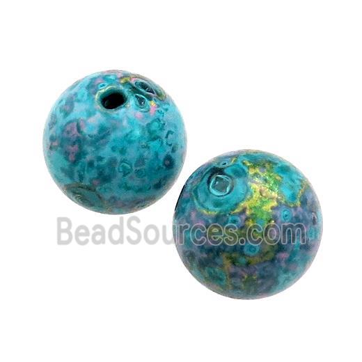 Wood Beads Teal Painted Smooth Round