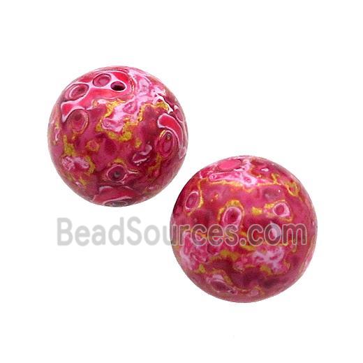 Wood Beads Red Painted Smooth Round