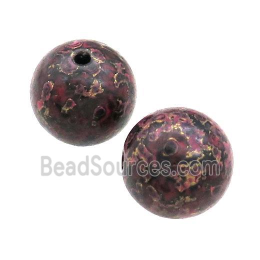 Wood Beads Fuchsia Painted Smooth Round