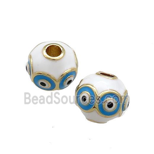 Copper Round Beads White Enamel Evil Eye 18K Gold Plated