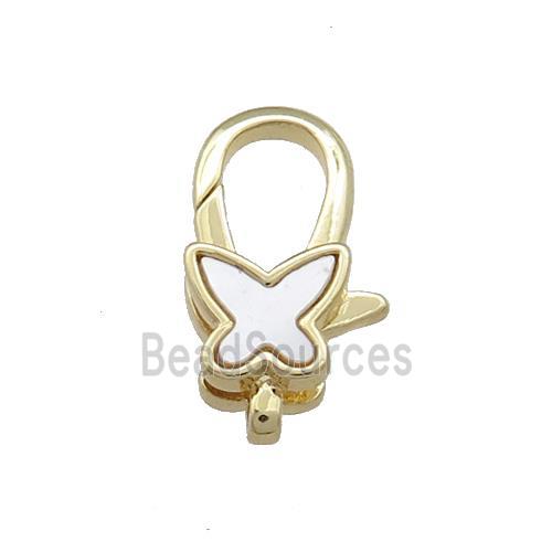 Copper Lobster Clasp Pave Shell Butterfly 18K Gold Plated