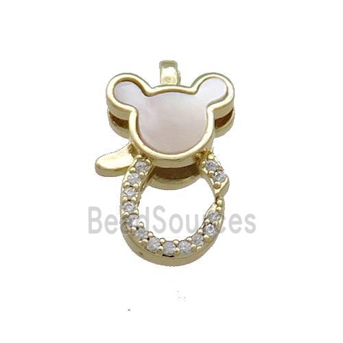 Copper Lobster Clasp Pave Shell Zircon 18K Gold Plated