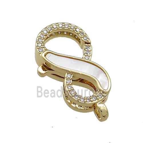 Copper Lobster Clasp Pave Shell Zircon 18K Gold Plated