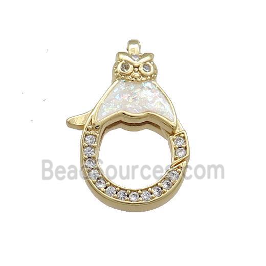 Copper Lobster Clasp Pave Fire Opal Zircon 18K Gold