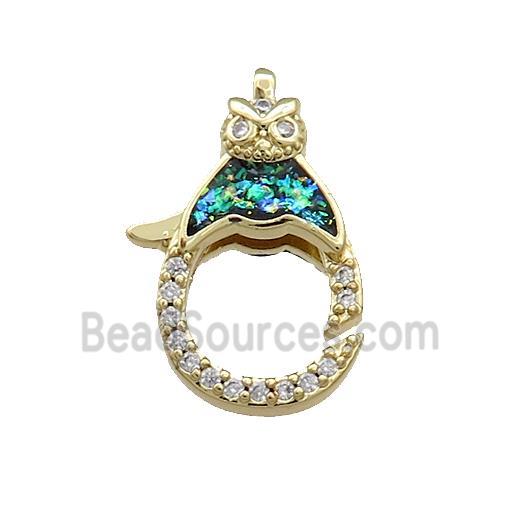 Copper Lobster Clasp Pave Fire Opal Zircon 18K Gold