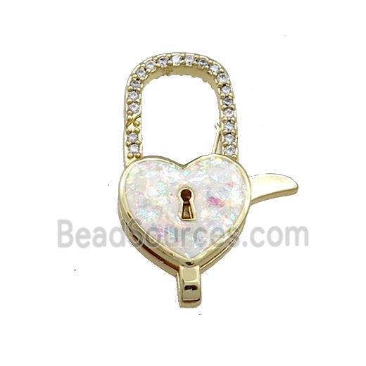 Copper Lobster Clasp Pave Fire Opal Zircon Lock 18K Gold