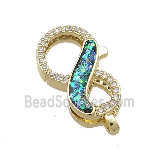 Copper Lobster Clasp Pave Fire Opal Zircon 18K Gold