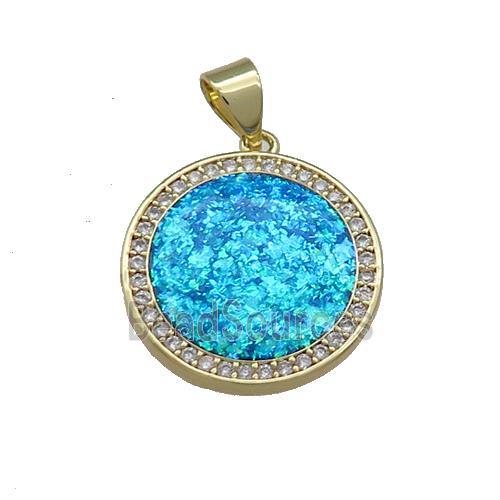 Copper Circle Pendants Pave Fire Opal Zircon 18K Gold