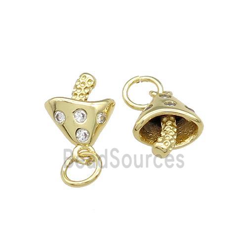 Copper Mushroom Pendant Pave Zircon Gold Plated