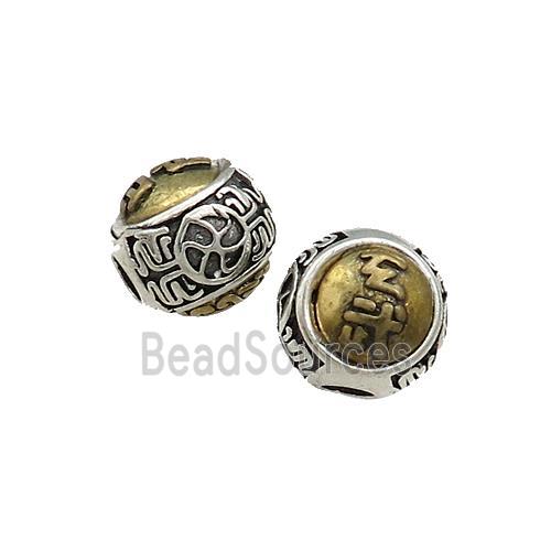 Tibetan Style Copper Round Beads Large Hole Antique Silver Bronze