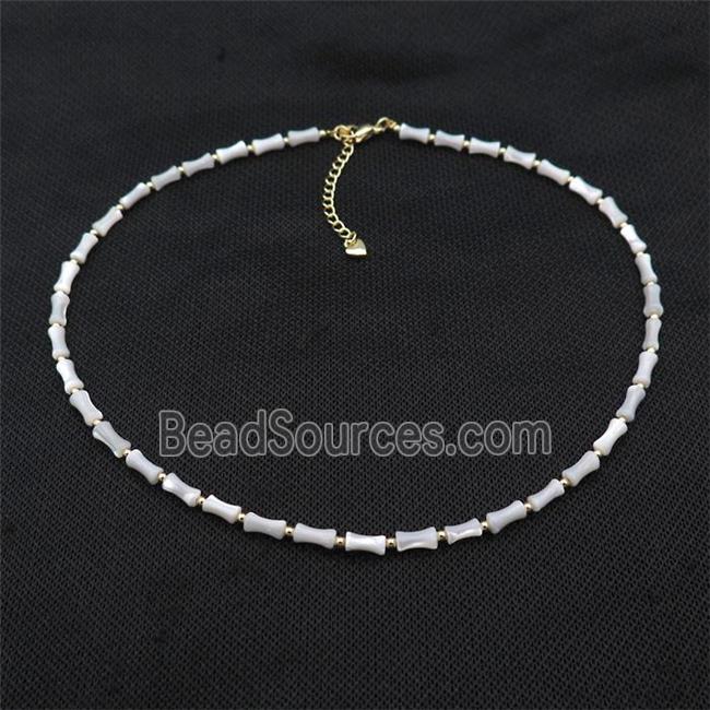 White MOP Shell Necklace Bamboo