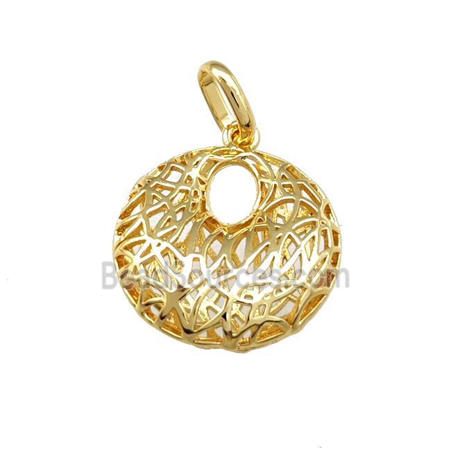 Copper GoGo Pendant Hollow 18K Gold Plated