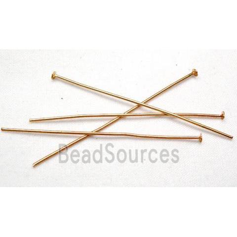 Iron T-Head Pins Light Gold Plated