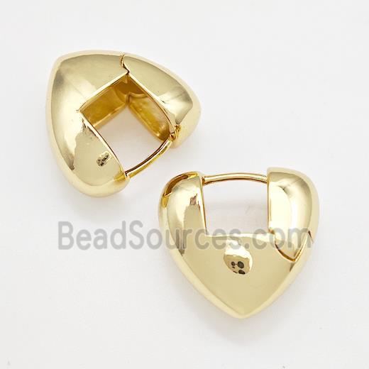 Copper Latchback Earrings Hollow Heart Gold Plated