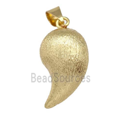 Copper Comma Chili Pendant Brushed Hollow Gold Plated