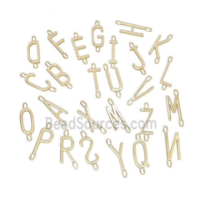 Copper Alphabet Connector Mixed Letters Gold Plated