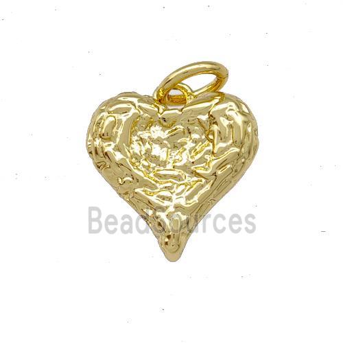 Copper Heart Pendant Hammered Gold Plated