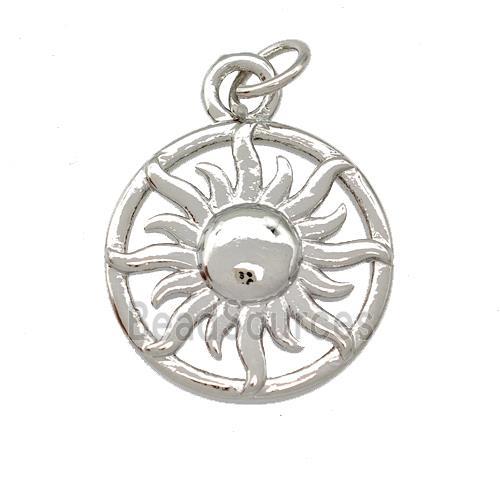 Copper Sun Pendant Platinum Plated