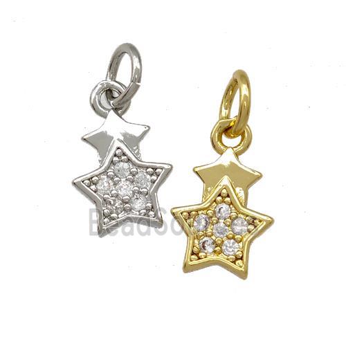 Copper Star Pendant Pave Zirconia Mixed