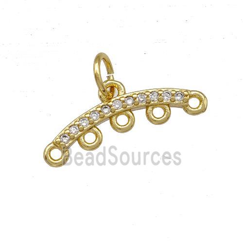 Copper End Bar Pendant Terminals Pave Zirconia Gold Plated