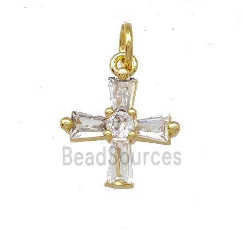 Copper Cross Pendant Pave Zirconia Gold Plated