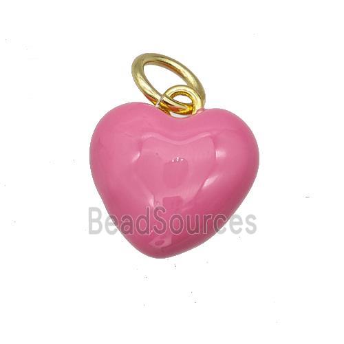 Copper Heart Pendant Pink Enamel Gold Plated