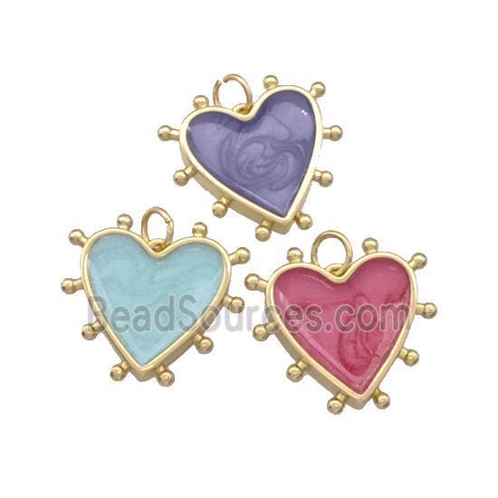 Copper Heart Pendant Painted Gold Plated Mixed