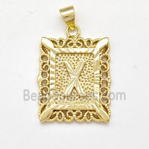 Copper Letter-X Pendant Frame Gold Plated