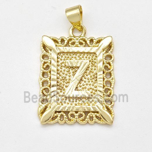 Copper Letter-Z Pendant Frame Gold Plated