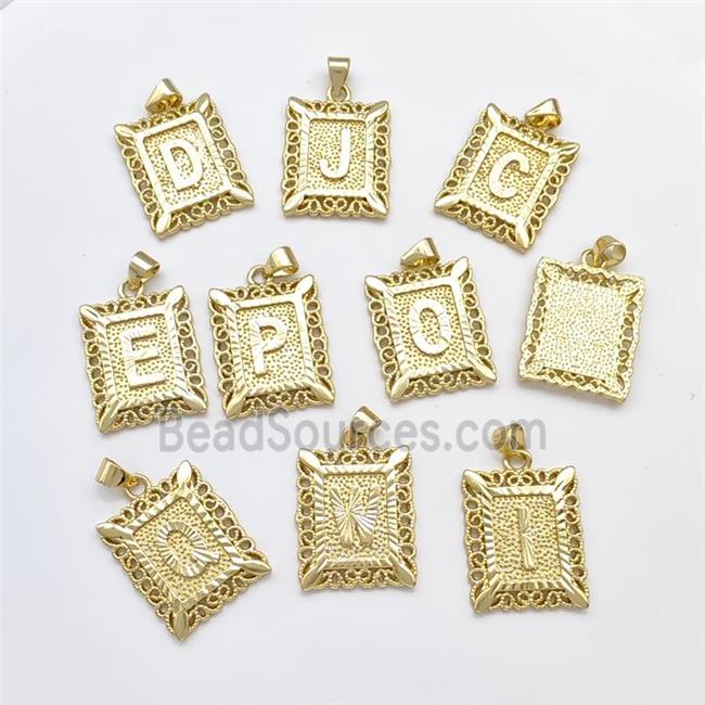 Copper Alphabet Pendant Frame Gold Plated Mixed Letters