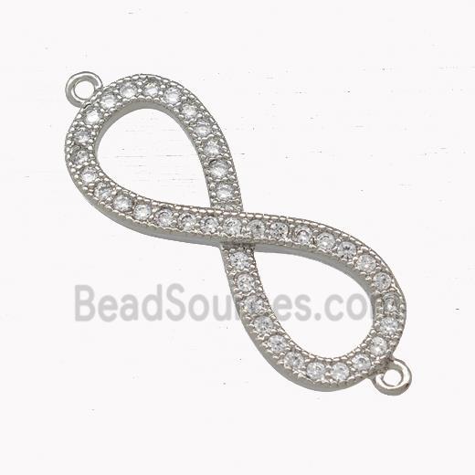 Copper Infinity Connector Pave Zirconia Platinum Plated