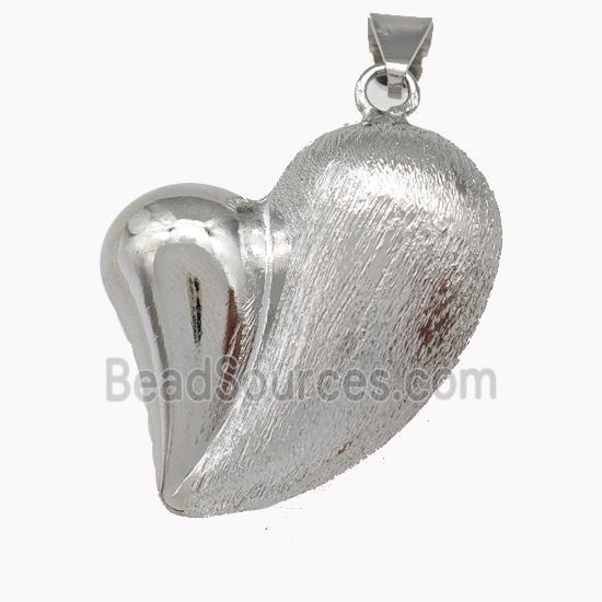 Copper Heart Pendant Brushed Hollow Platinum Plated