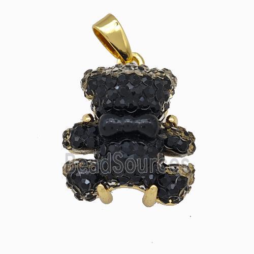 Black Resin Bear Pendant Gold Plated