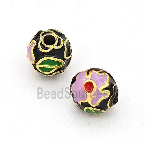 Copper Round Beads Multicolor Enamel Gold Plated