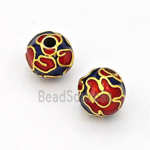 Copper Round Beads Multicolor Painted Gold Plated