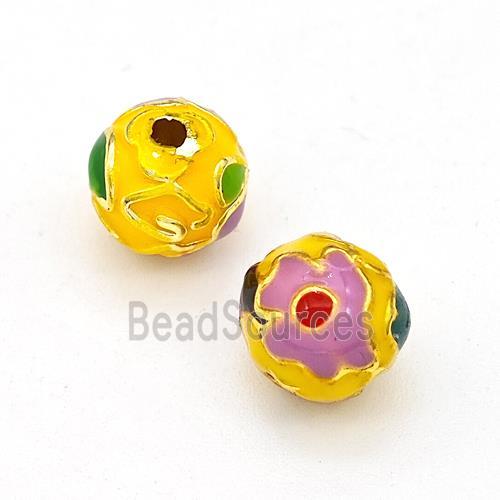 Copper Round Beads Multicolor Enamel Gold Plated