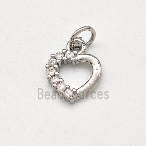 Copper Heart Pendant Pave Zirconia Platinum Plated