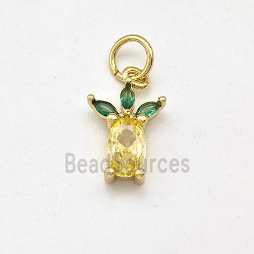 Copper Pear Pendant Pave Zirconia Gold Plated