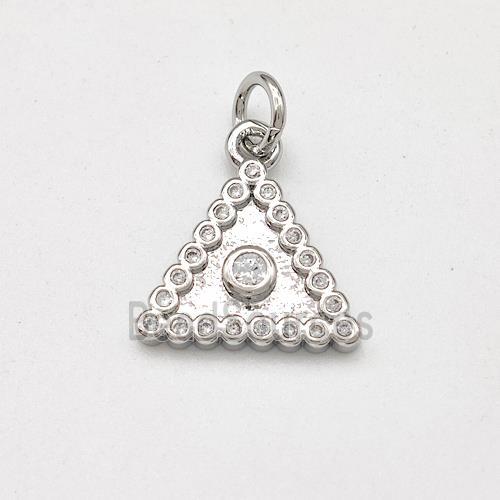 Copper Triangle Pendant Micro Pave Zirconia Platinum Plated