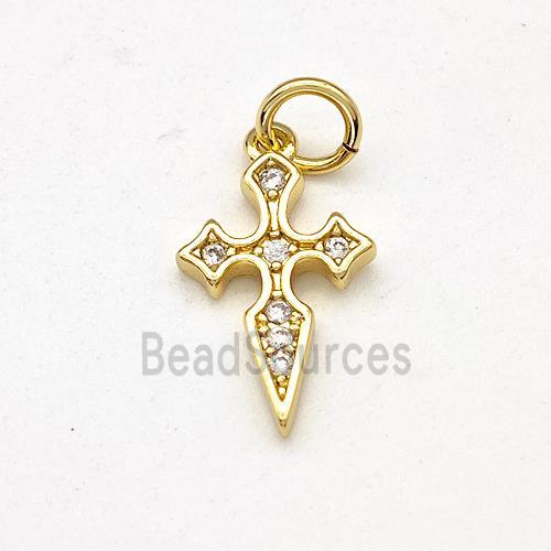 Copper Cross Pendant Micro Pave Zirconia Gold Plated