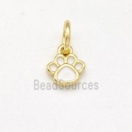 Copper Paws Charms Pendant White Enamel Gold Plated