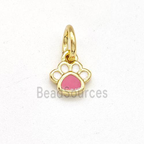 Copper Paws Charms Pendant White Pink Enamel Gold Plated