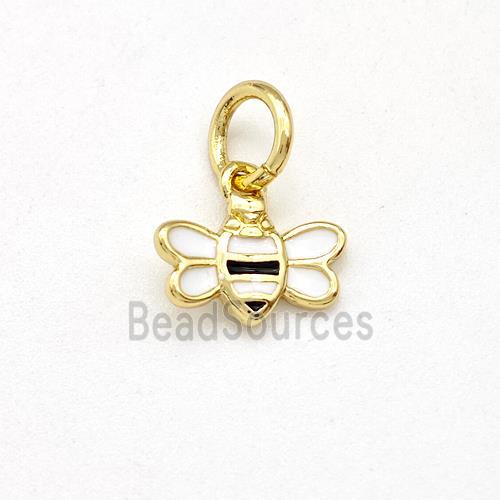 Honeybee Charms Copper Pendant White Enamel Gold Plated