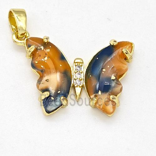 Acrylic Butterfly Pendant Copper Gold Plated