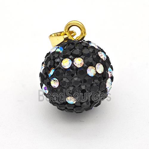 Clay Round Pendant Micro Pave Black Rhinestone