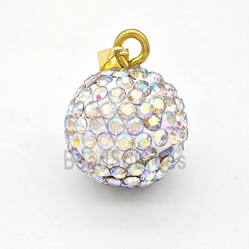 Clay Round Pendant Micro Pave Rhinestone AB-Color